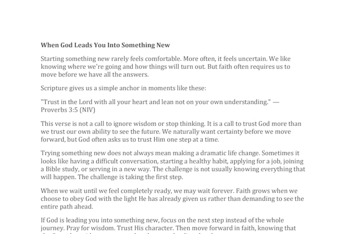 write a christian devotional or bible study